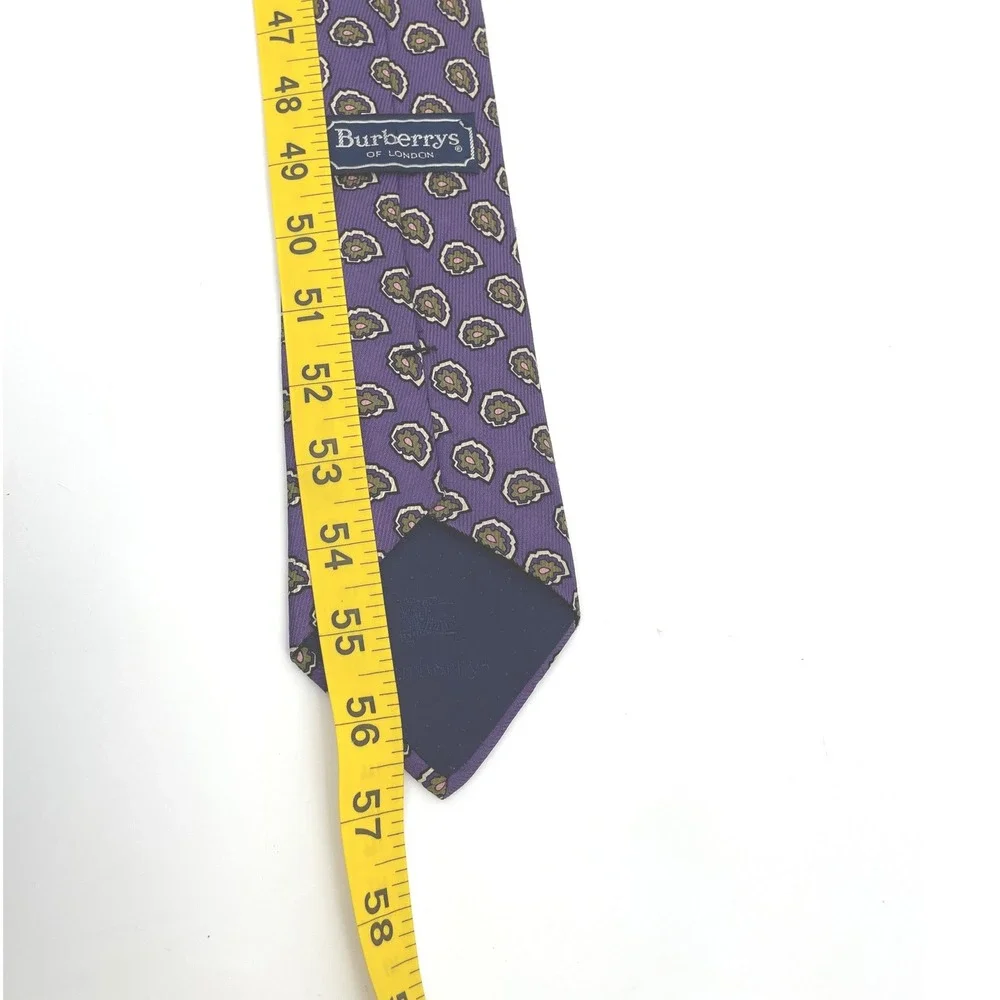 Burberrys Tie Mens OS Purple Silk Medallion VTG Luxury‎ Designer Old Money USA